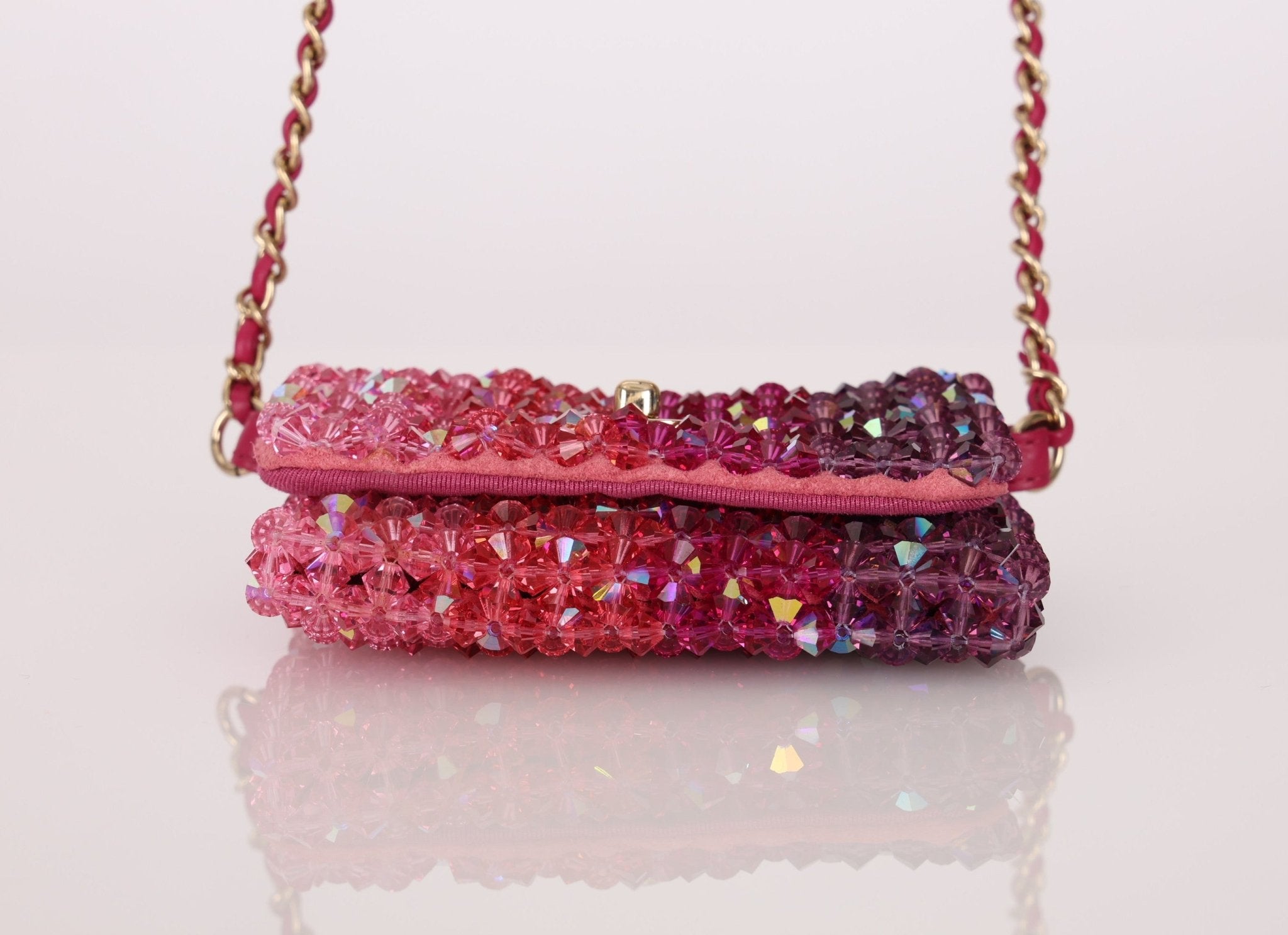 Ultra - Rare Chanel 2020 Crystal Mini Ombre Flap Bag - FashioNica