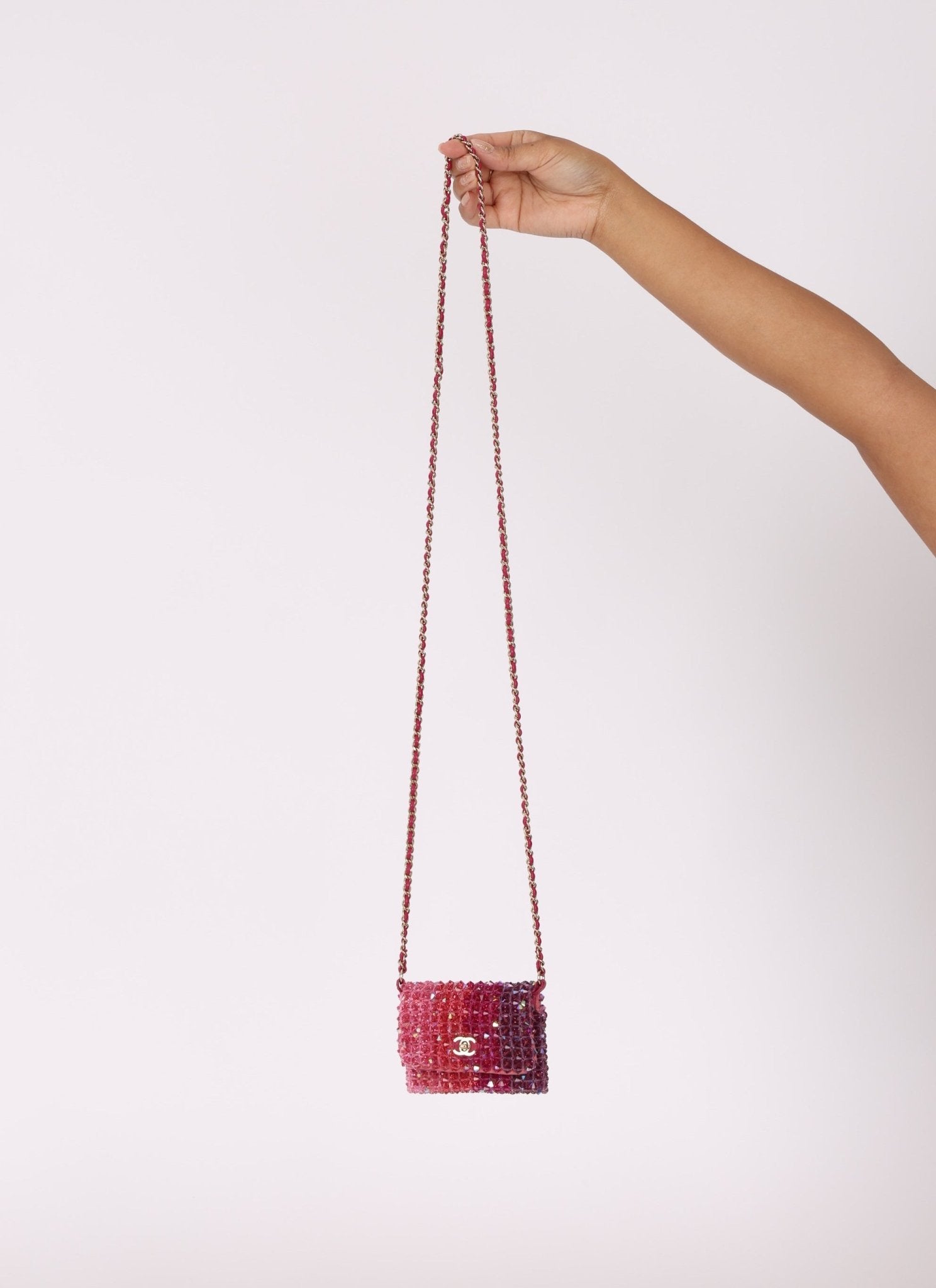 Ultra - Rare Chanel 2020 Crystal Mini Ombre Flap Bag - FashioNica