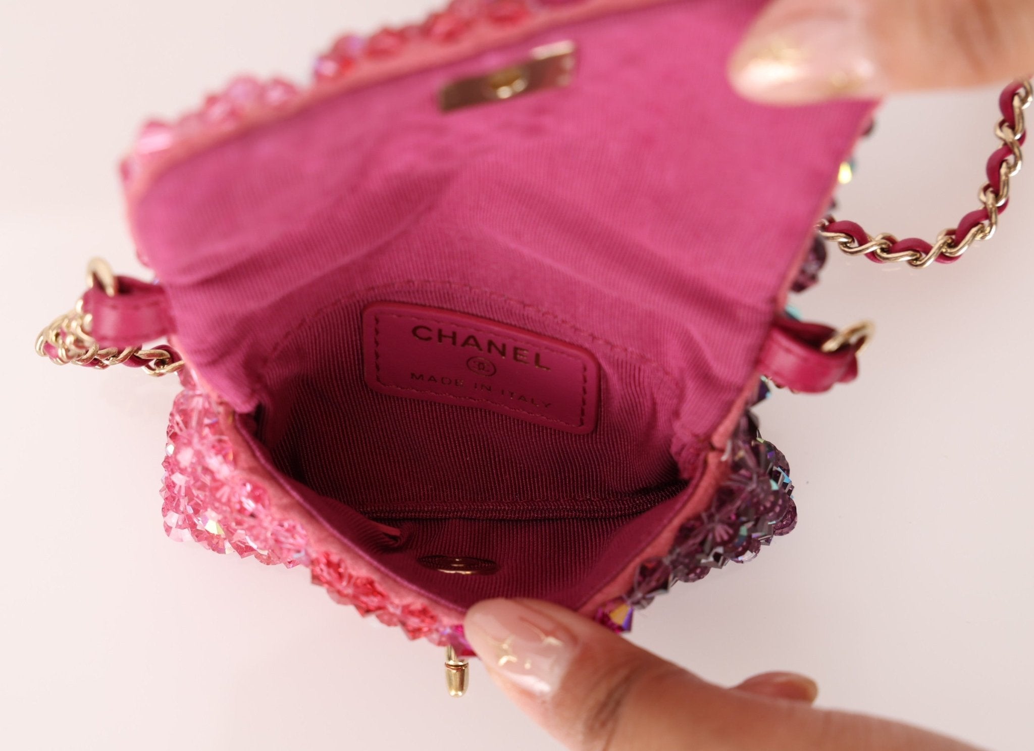 Ultra - Rare Chanel 2020 Crystal Mini Ombre Flap Bag - FashioNica