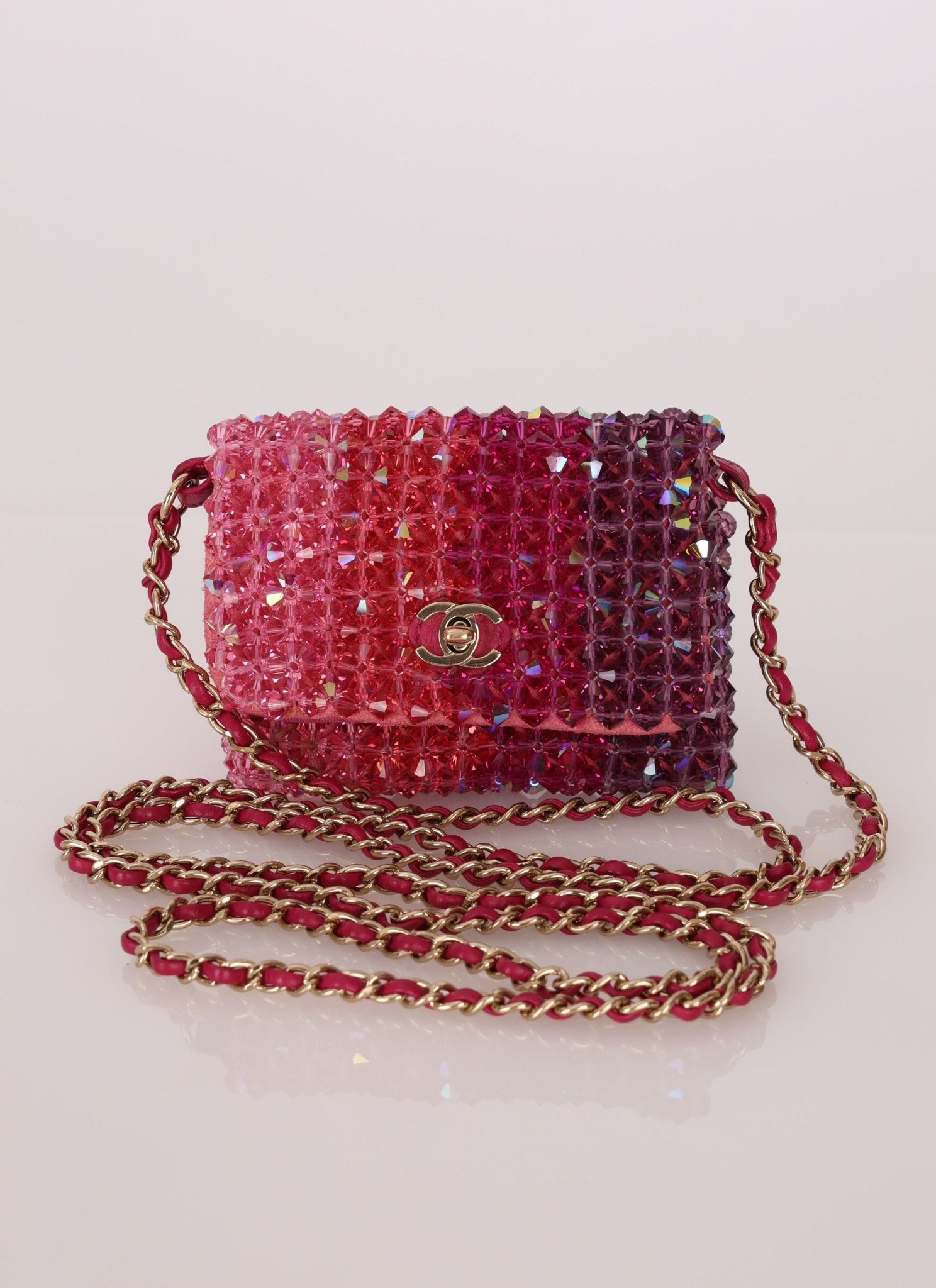 Ultra - Rare Chanel 2020 Crystal Mini Ombre Flap Bag - FashioNica