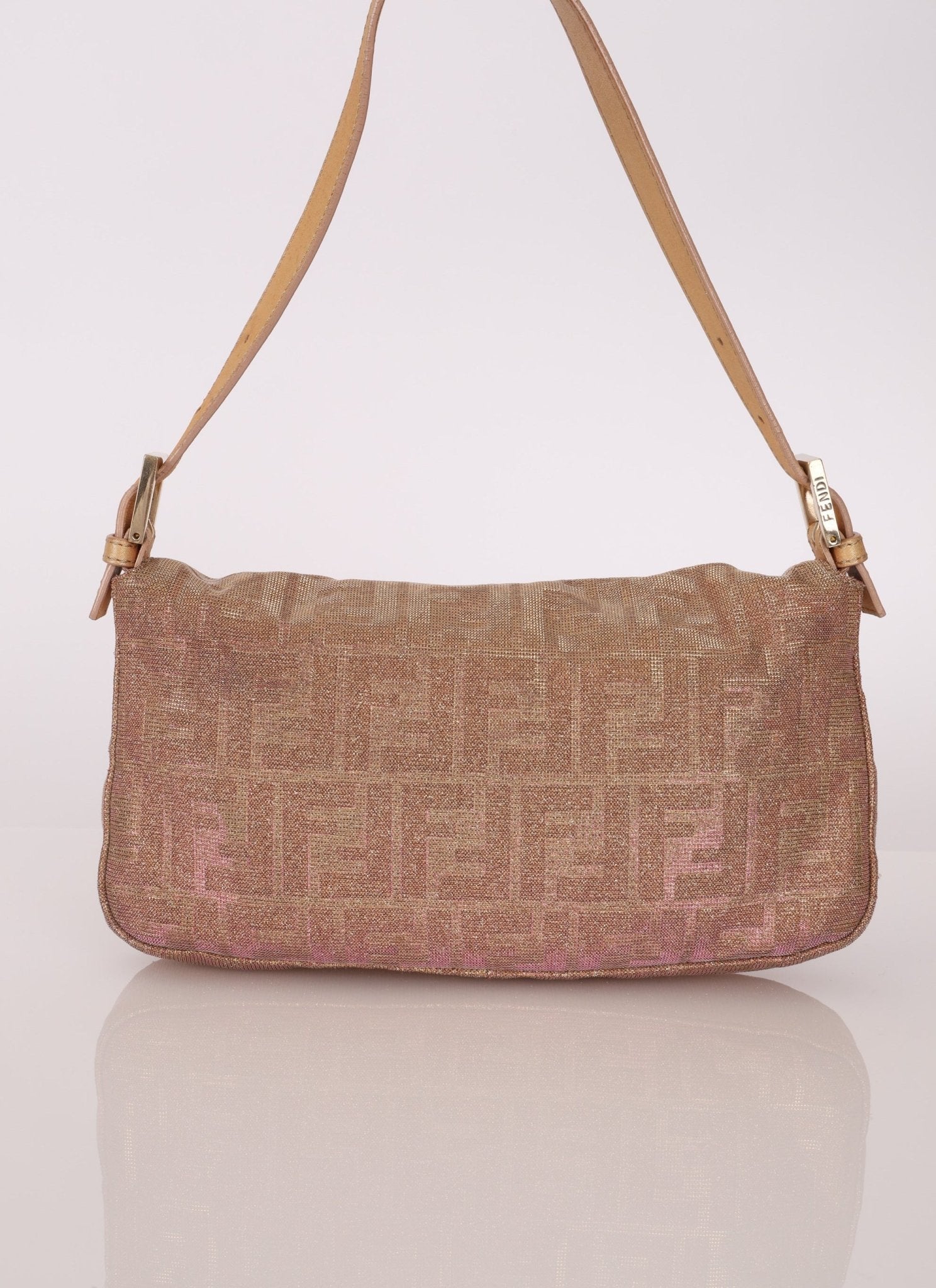 Ultra - Rare Fendi Zucca Metallic Crystal Baguette - FashioNica