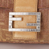 Ultra - Rare Fendi Zucca Metallic Crystal Baguette - FashioNica