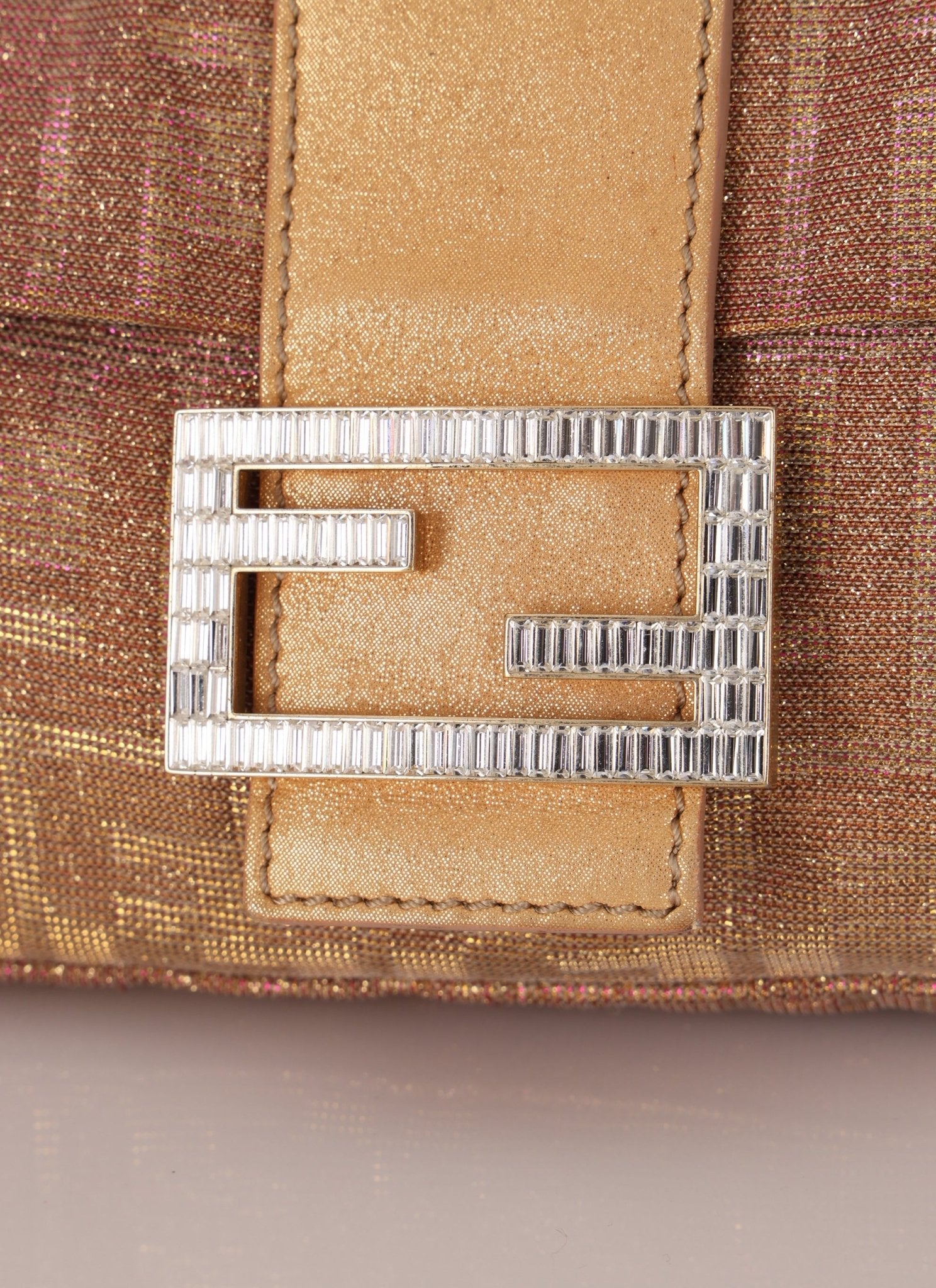 Ultra - Rare Fendi Zucca Metallic Crystal Baguette - FashioNica