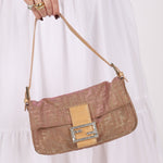 Ultra - Rare Fendi Zucca Metallic Crystal Baguette - FashioNica