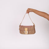 Ultra - Rare Fendi Zucca Metallic Crystal Baguette - FashioNica