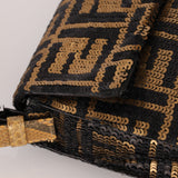 Ultra - Rare Vintage Fendi Zucca Sequin Snakeskin Baguette - FashioNica