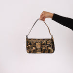 Ultra - Rare Vintage Fendi Zucca Sequin Snakeskin Baguette - FashioNica