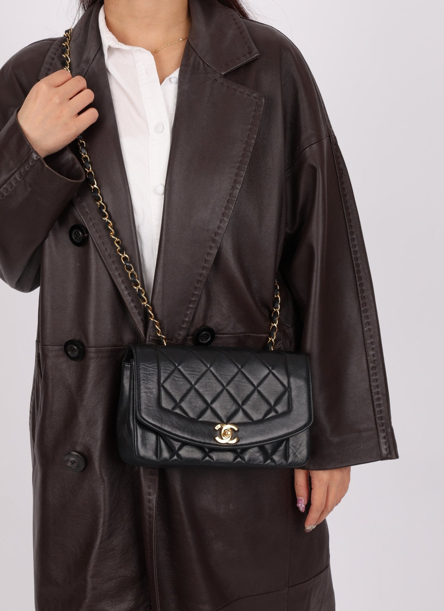 Vintage Chanel Lambskin Small Diana - FashioNica