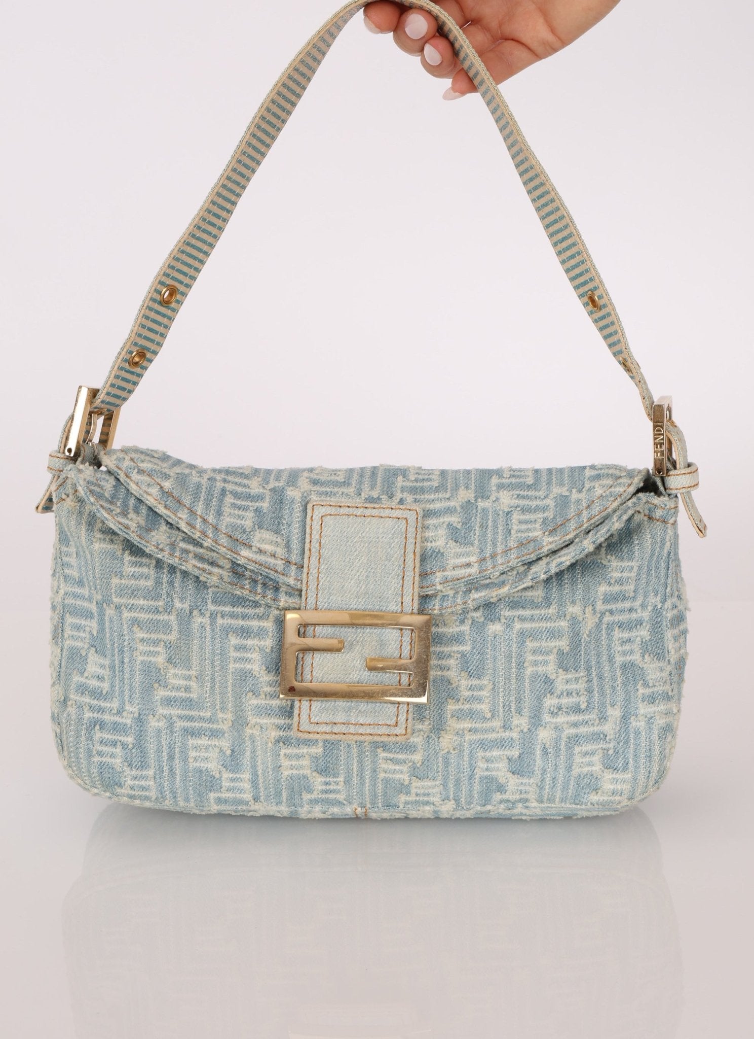 Vintage Fendi Denim Baguette - FashioNica