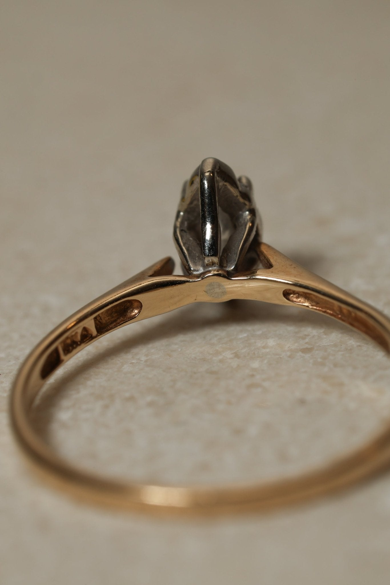10K Yellow Gold Marquise Solitaire Set in 10K White Gold - FashioNica