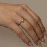 10K Yellow Gold Marquise Solitaire Set in 10K White Gold - FashioNica