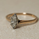 10K Yellow Gold Marquise Solitaire Set in 10K White Gold - FashioNica