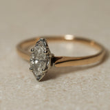 10K Yellow Gold Marquise Solitaire Set in 10K White Gold - FashioNica