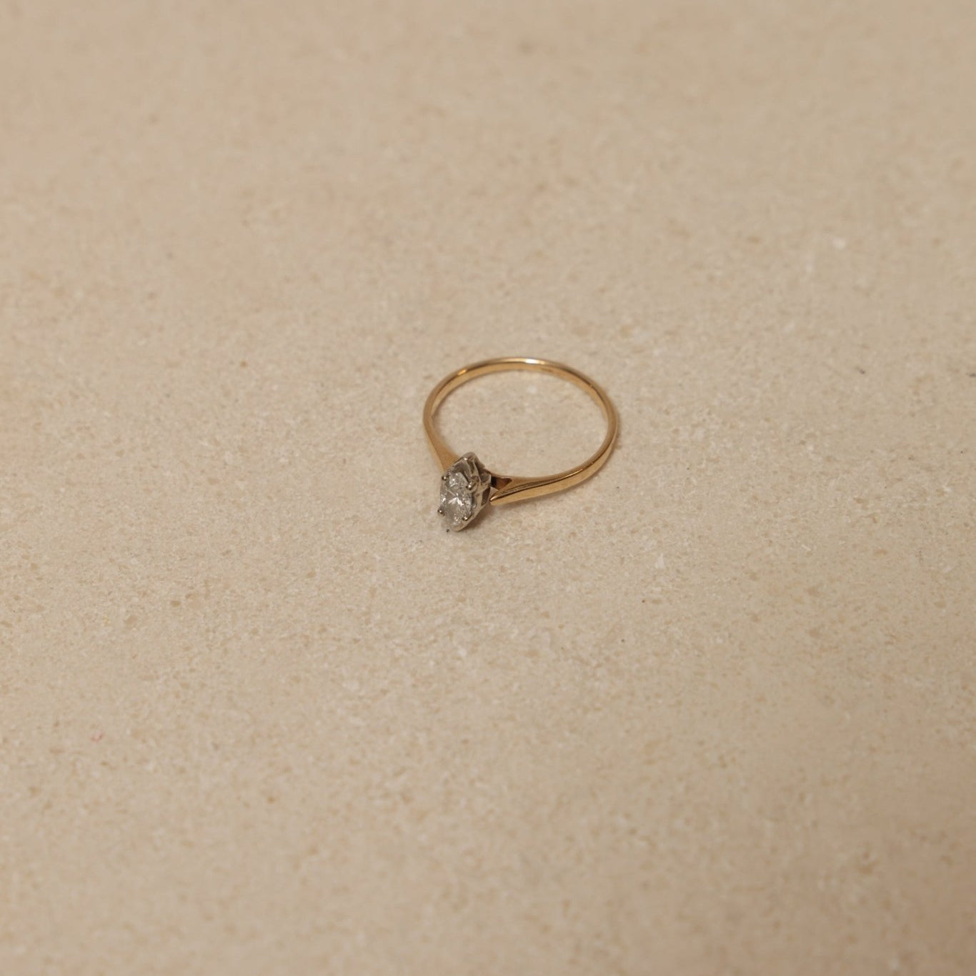 10K Yellow Gold Marquise Solitaire Set in 10K White Gold - FashioNica