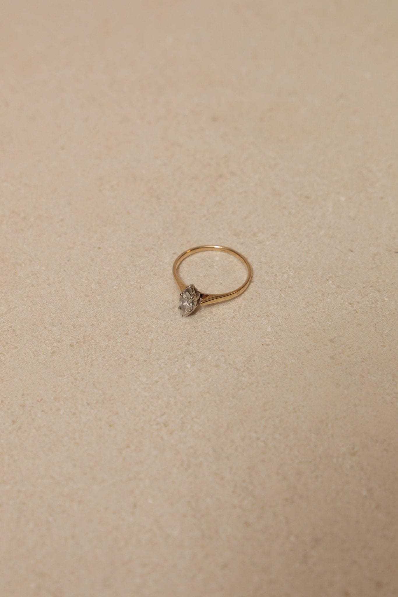 10K Yellow Gold Marquise Solitaire Set in 10K White Gold - FashioNica