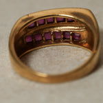 18K Yellow Gold Double Channel Ruby Ring - FashioNica