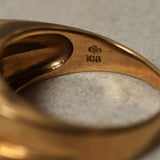 18K Yellow Gold Double Channel Ruby Ring - FashioNica