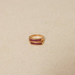 18K Yellow Gold Double Channel Ruby Ring - FashioNica