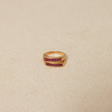 18K Yellow Gold Double Channel Ruby Ring - FashioNica