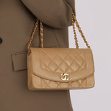 1994 Chanel Beige Lambskin Small Diana 24K GP - FashioNica