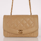 1994 Chanel Beige Lambskin Small Diana 24K GP - FashioNica