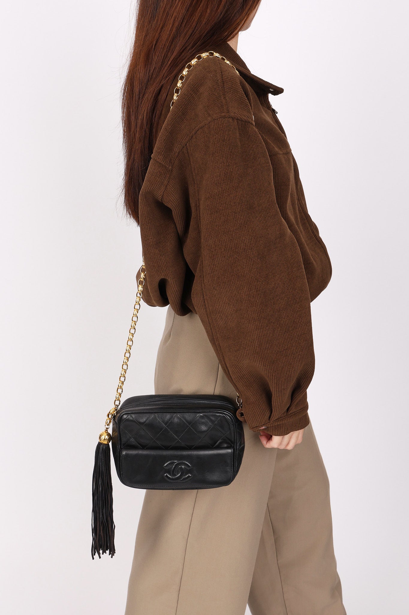 Chanel Camera Bag Black Lambskin 24K GP
