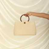 Chanel 2000 Caviar Wood Handle Tote