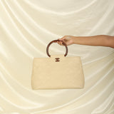 Chanel 2000 Caviar Wood Handle Tote