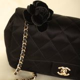 Chanel Satin Camellia Mini Flap