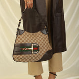 Gucci Monogram Horsebit Shoulder Bag