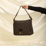 Rare Fendi Zucca Large Pocket Baguette Bag