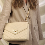 Chanel 1994 Caviar Chevron Jumbo Flap