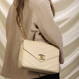 Chanel 1994 Caviar Chevron Jumbo Flap