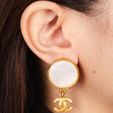 Chanel Mother of Pearl CC Drop Earrings