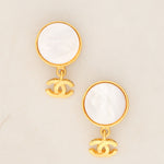 Chanel Mother of Pearl CC Drop Earrings
