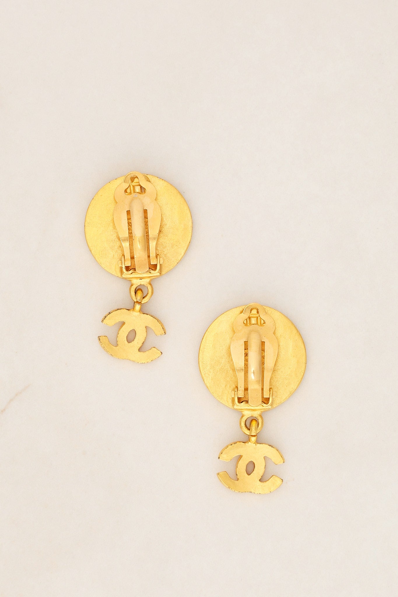 Chanel Mother of Pearl CC Drop Earrings