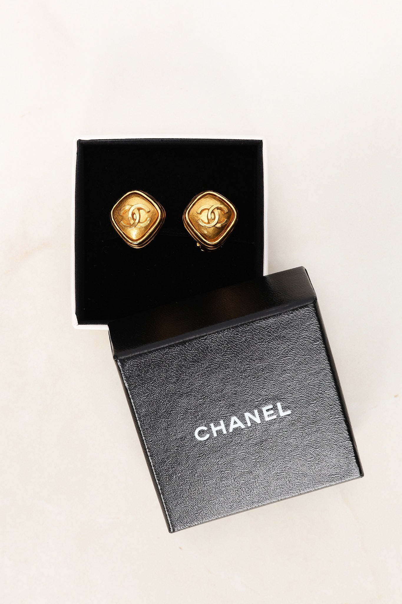 Chanel CC Diamond Clip-On Earrings
