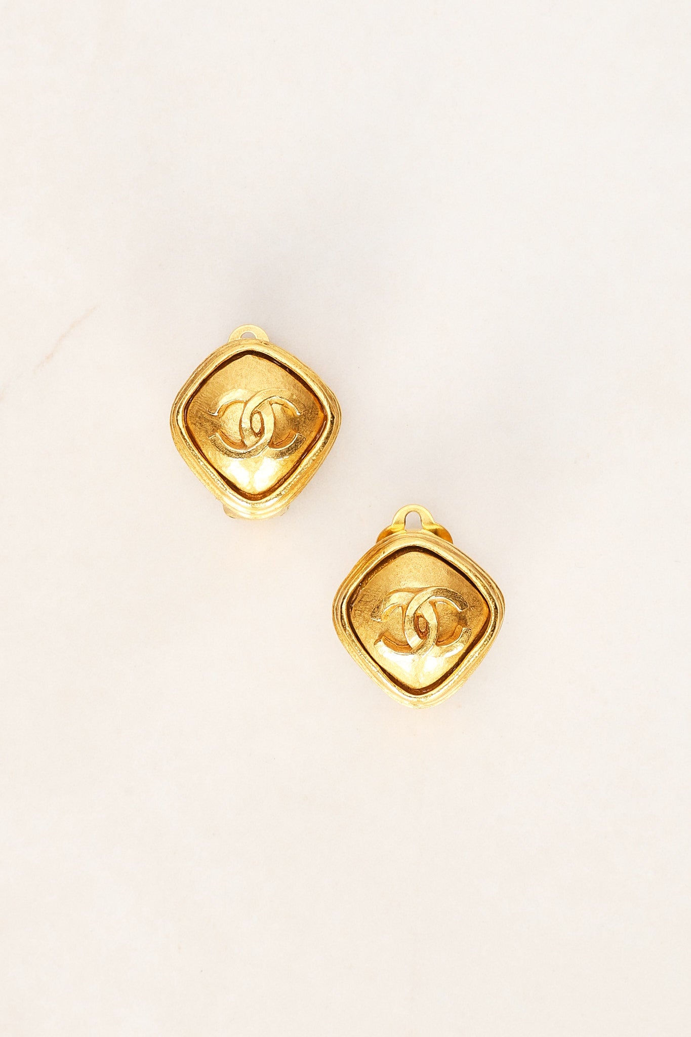 Chanel CC Diamond Clip-On Earrings