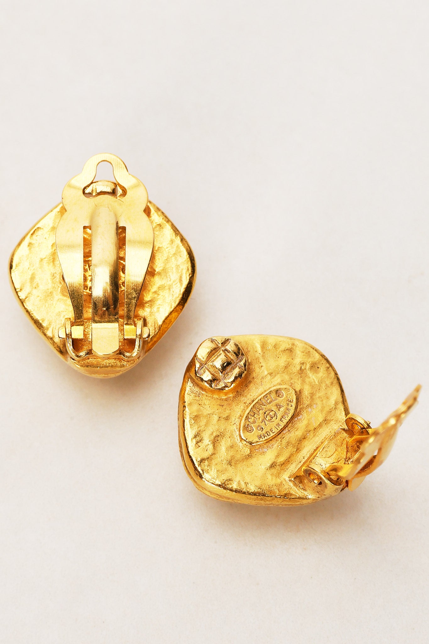 Chanel CC Diamond Clip-On Earrings