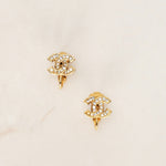 Vintage Chanel CC Crystal Clip-On Earrings 24K GP