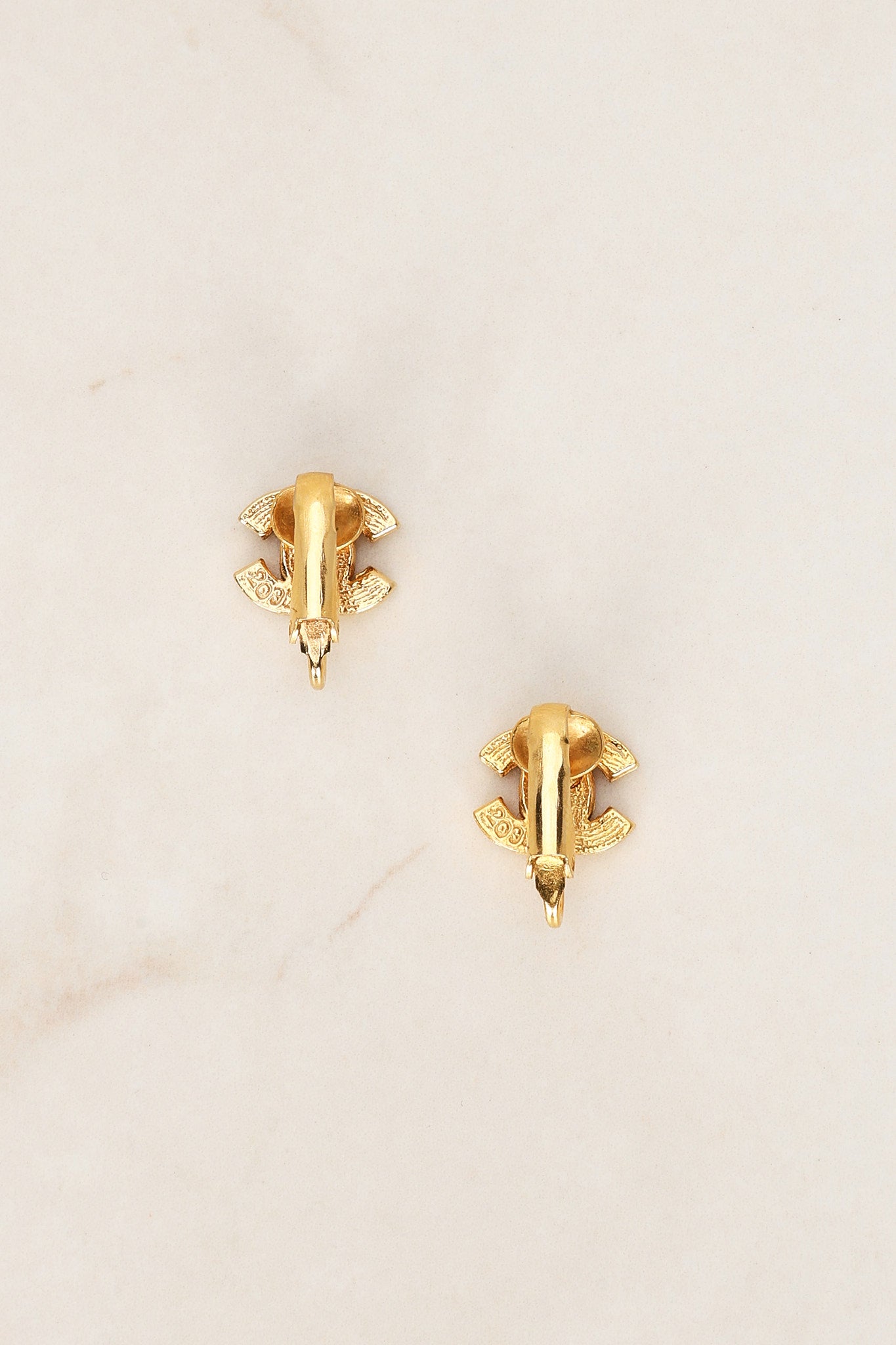 Vintage Chanel CC Crystal Clip-On Earrings 24K GP