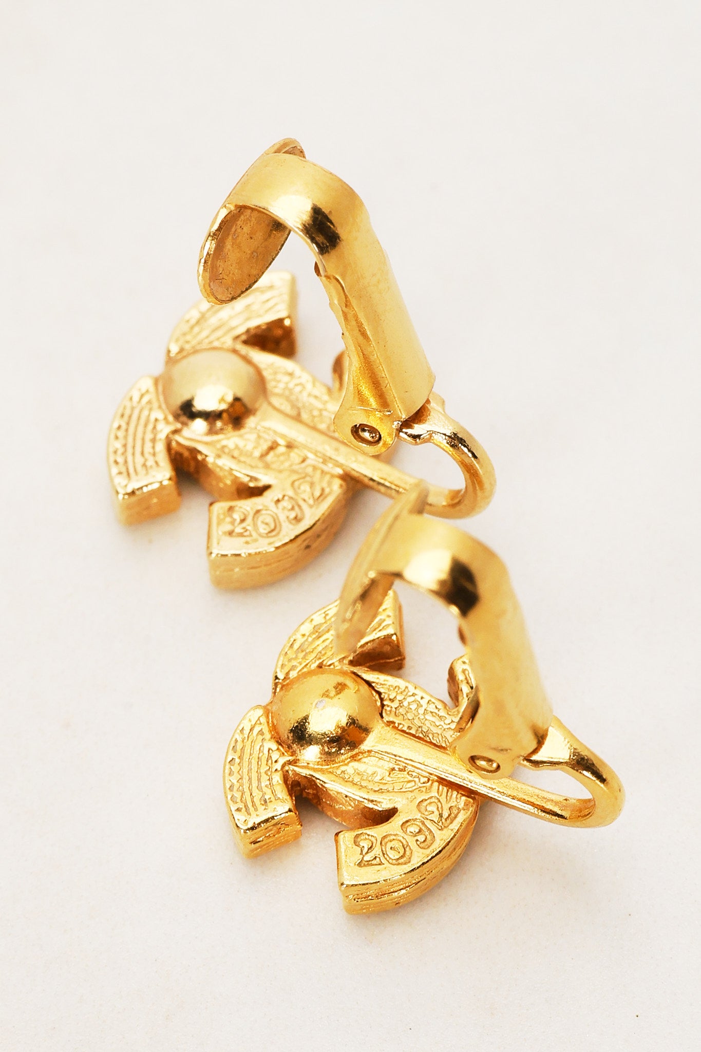 Vintage Chanel CC Crystal Clip-On Earrings 24K GP