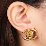 Chanel 1996 CC Turnlock Clip-On Earrings 24K GP
