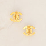 Chanel 1996 CC Turnlock Clip-On Earrings 24K GP