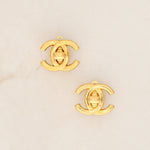 Chanel 1996 CC Turnlock Clip-On Earrings 24K GP