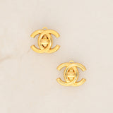 Chanel 1996 CC Turnlock Clip-On Earrings 24K GP