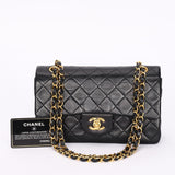 Chanel Small Classic Double Flap Black Lambskin 24K GP