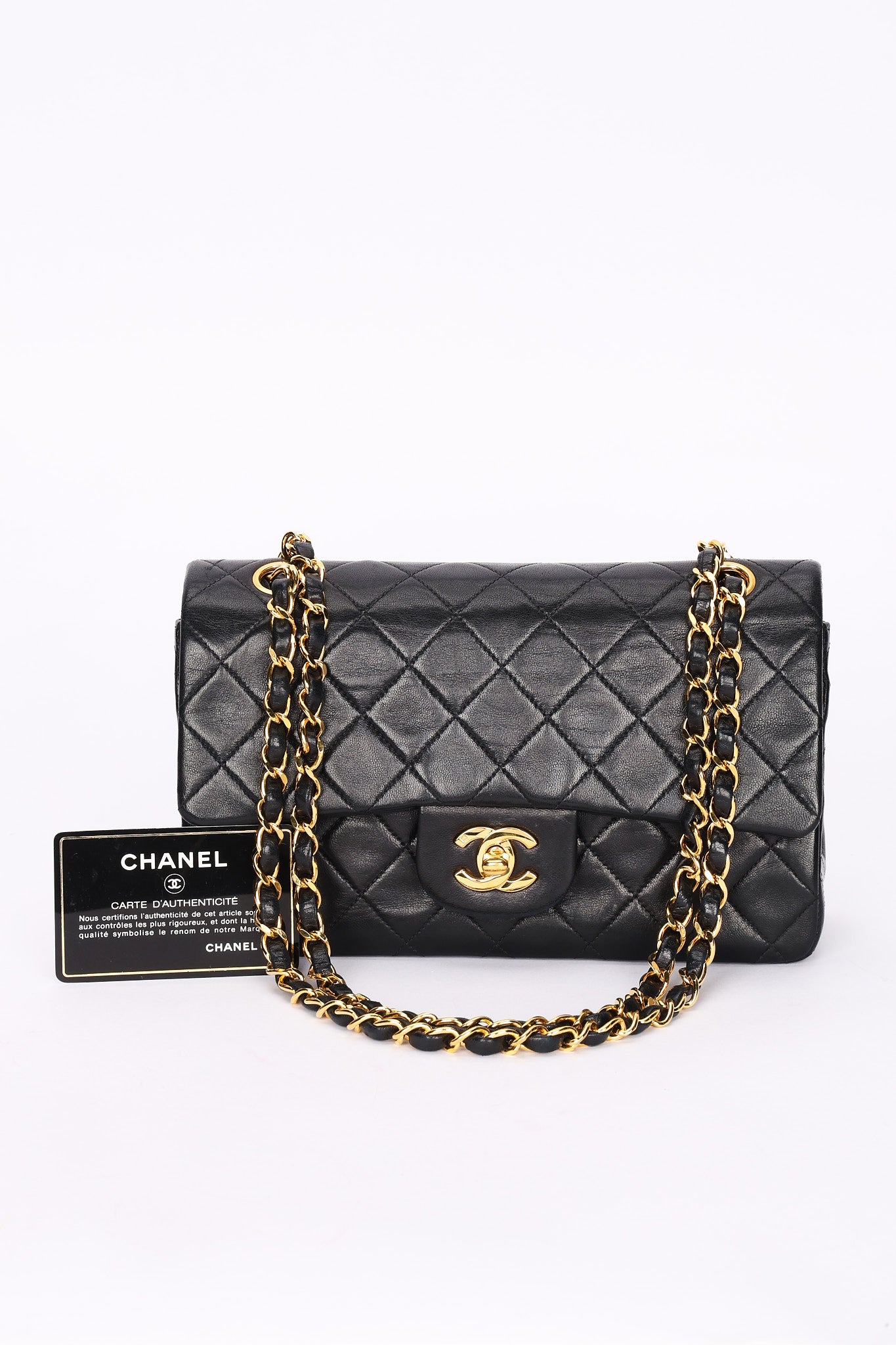 Chanel Small Classic Double Flap Black Lambskin 24K GP