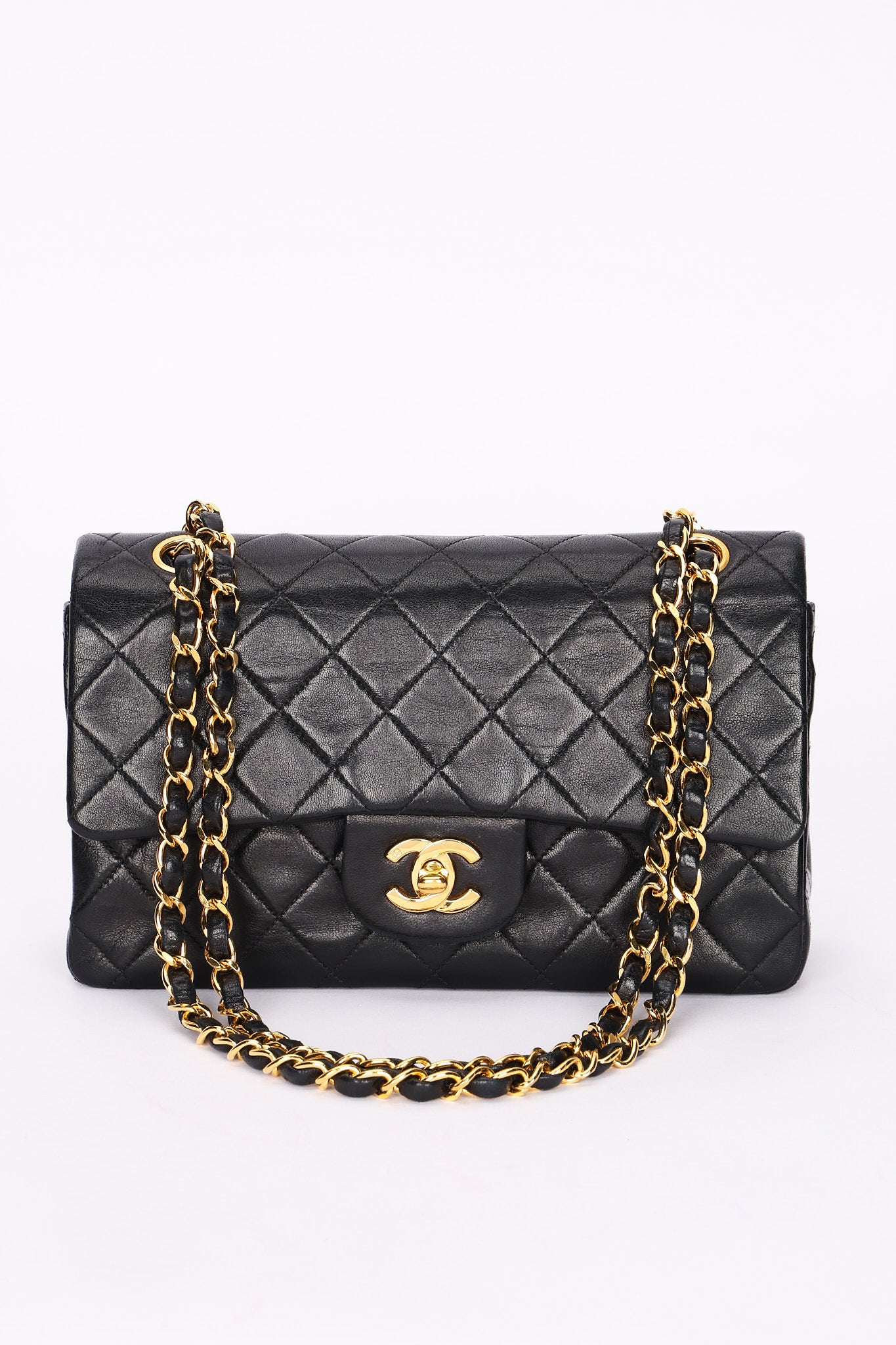 Chanel Small Classic Double Flap Black Lambskin 24K GP