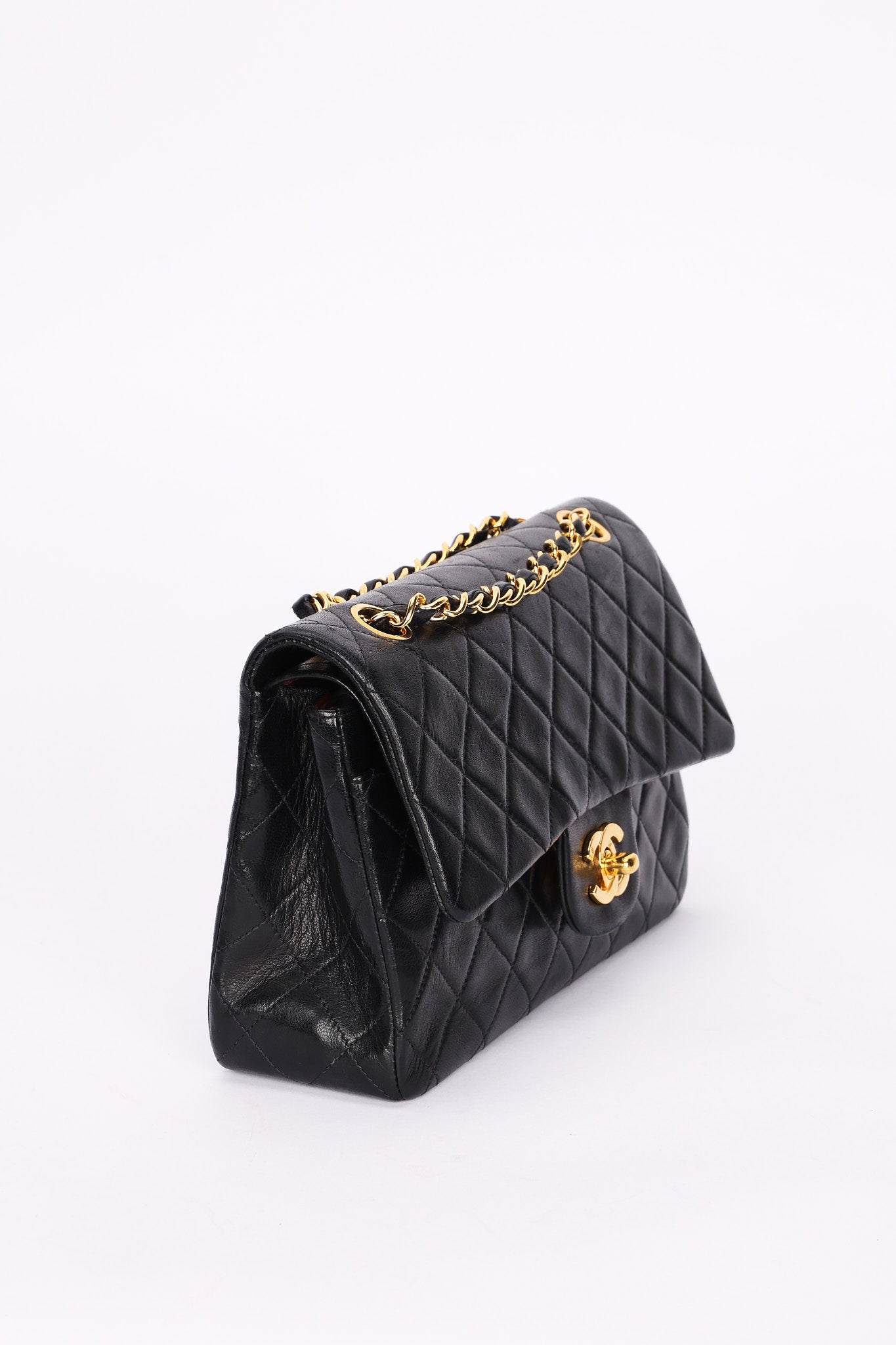 Chanel Small Classic Double Flap Black Lambskin 24K GP